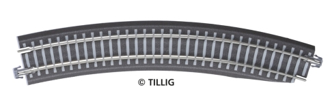 Tillig 83773 - Bettungsgleis grau BR 11-32kre: Gebogenes Pass-Stück, rechts, R 396 mm/30° (TT, H0m)